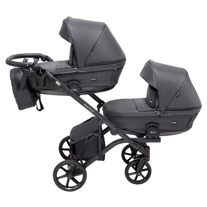 Універсальна коляска 2 в 1 для двійні Bair Kiwi DUO Soft BKD-219-1 графіт
