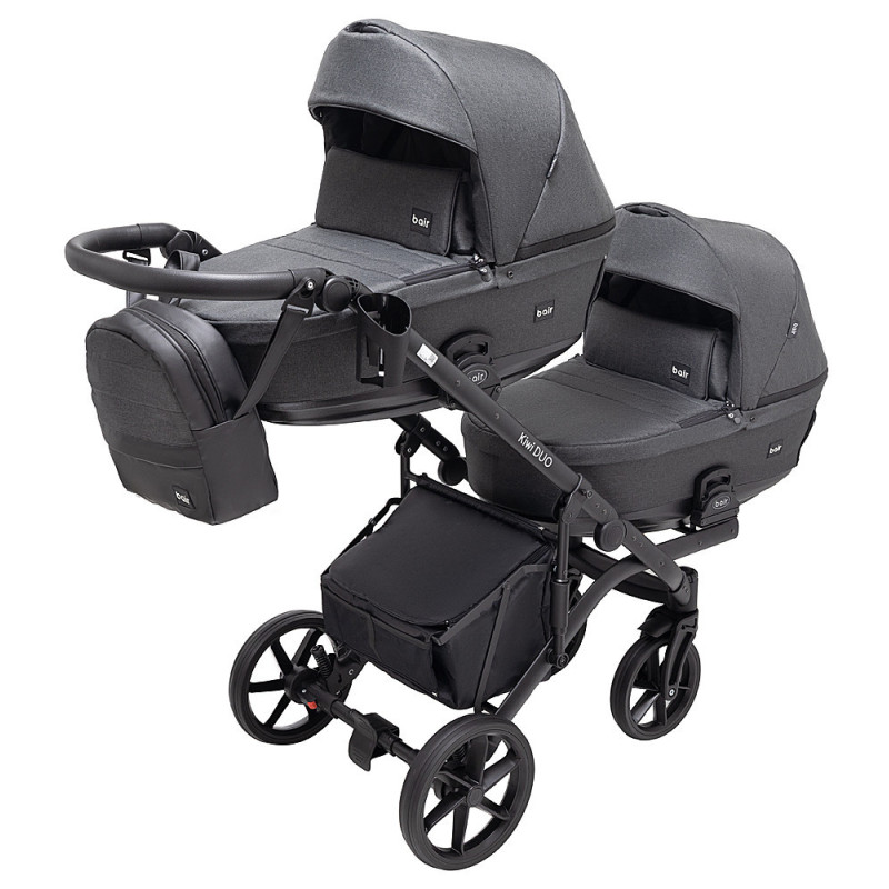 Універсальна коляска 2 в 1 для двійні Bair Kiwi DUO Soft BKD-219-1 графіт