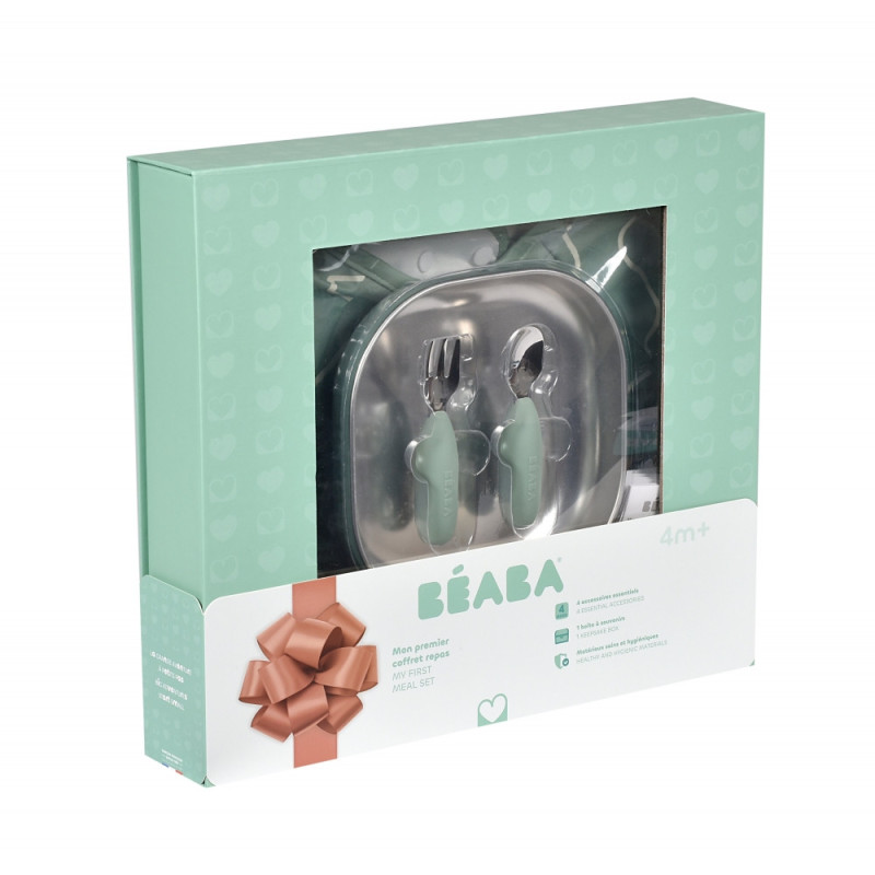 Набір посуду Beaba Sage Green металевий подарунковий 4+ зелений