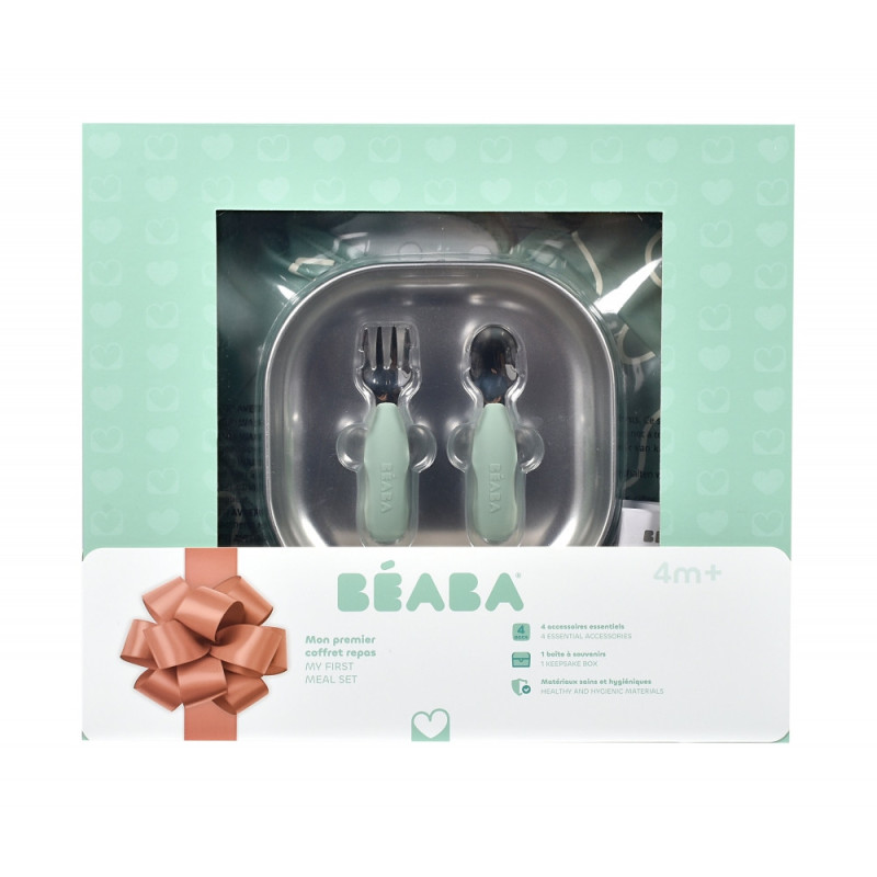 Набір посуду Beaba Sage Green металевий подарунковий 4+ зелений