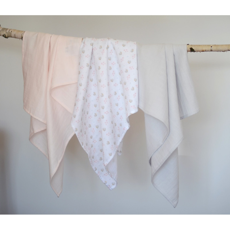 Набір пеленок Beaba муслінових 3 шт (70х70) Лебеді