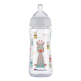 Пляшка BEBE CONFORT для годування EMO PP 360ML T2 FF з силіконовою пустушкою біла