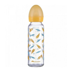 Пляшка BEBE CONFORT для годування скляна 240ML S.1 з силіконовою пустушкою Little Buddies