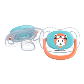 Пустушка BEBE CONFORT силіконова 2 шт PHYSIO AIR DUMMY TRAVELLER 0/6 синя та помаранчева