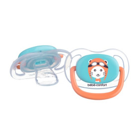 Пустушка BEBE CONFORT силіконова 2 шт PHYSIO AIR DUMMY TRAVELLER 6/18 синя та помаранчева