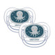 Пустушка BEBE CONFORT силіконова 2 шт PHYSIO AIR DUMMY PHOSPHO 0/6 Blue Octopus