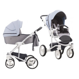 Універсальна коляска 2 в 1 Bebetto Torino блакитна/біла рама