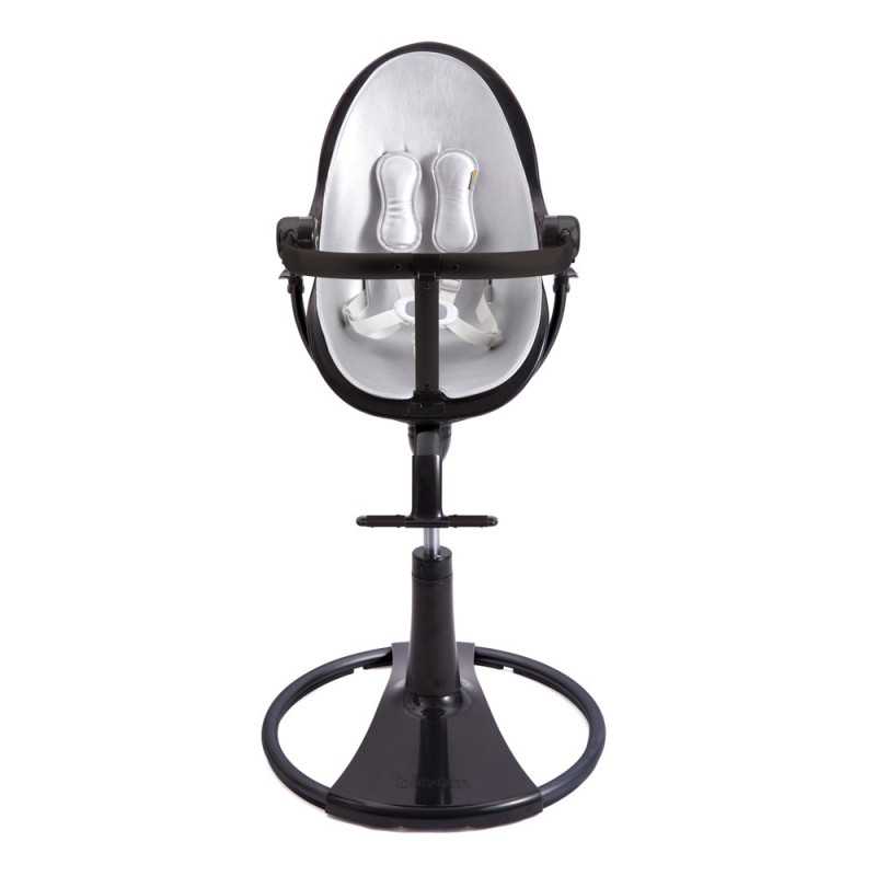 Стілець BLOOM для годування Fresco з вкладишем з екошкіри Noir / Lunar Silver