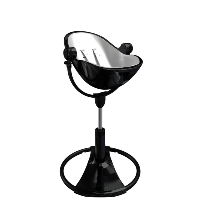 Стілець BLOOM для годування Fresco з вкладишем з екошкіри Noir / Lunar Silver