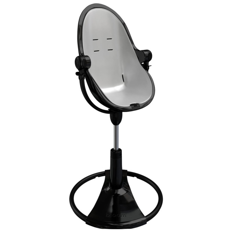 Стілець BLOOM для годування Fresco з вкладишем з екошкіри Noir / Lunar Silver