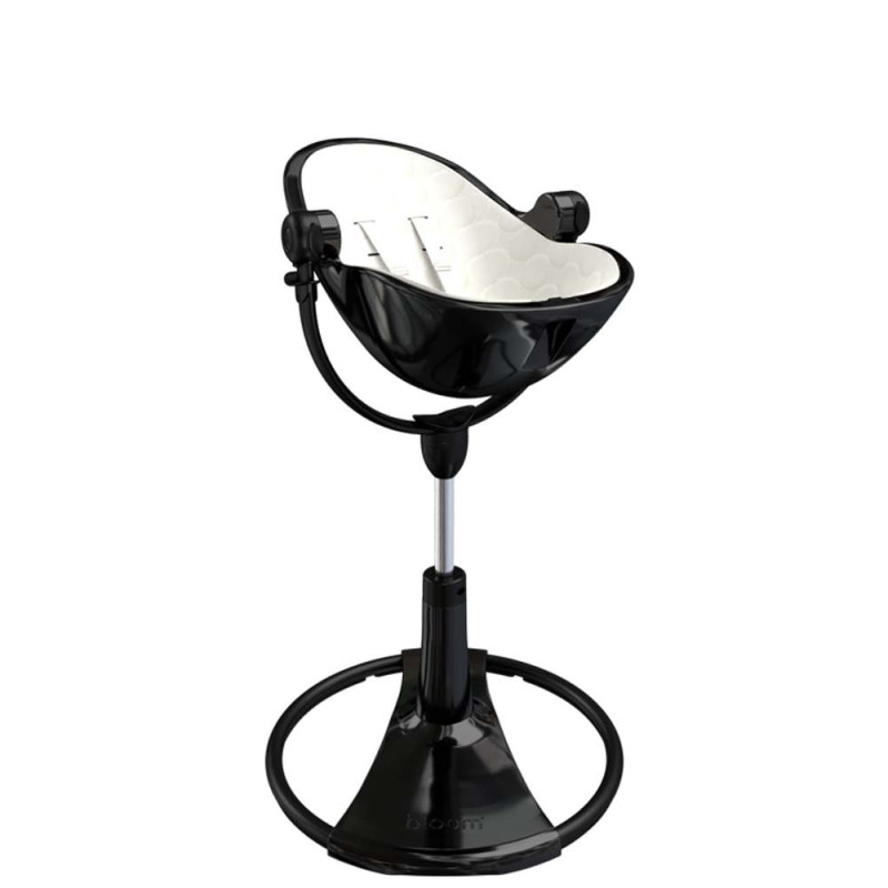 Стілець BLOOM для годування Fresco з бавовняним вкладишем Noir / Coconut White