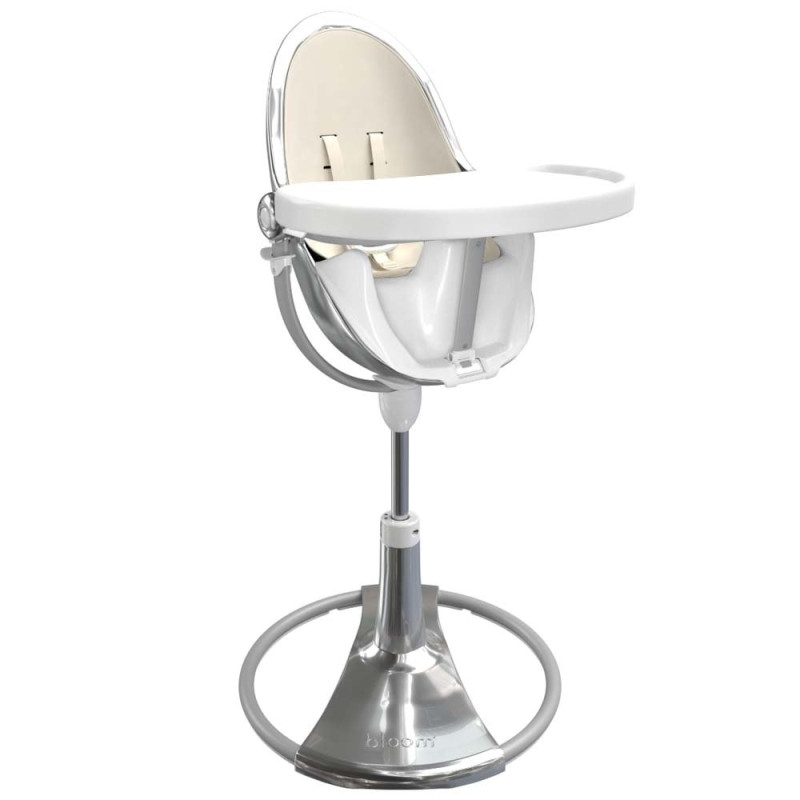 Стілець BLOOM для годування Fresco з вкладишем з екошкіри Silver / Coconut White
