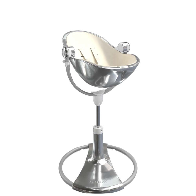 Стілець BLOOM для годування Fresco з вкладишем з екошкіри Silver / Coconut White