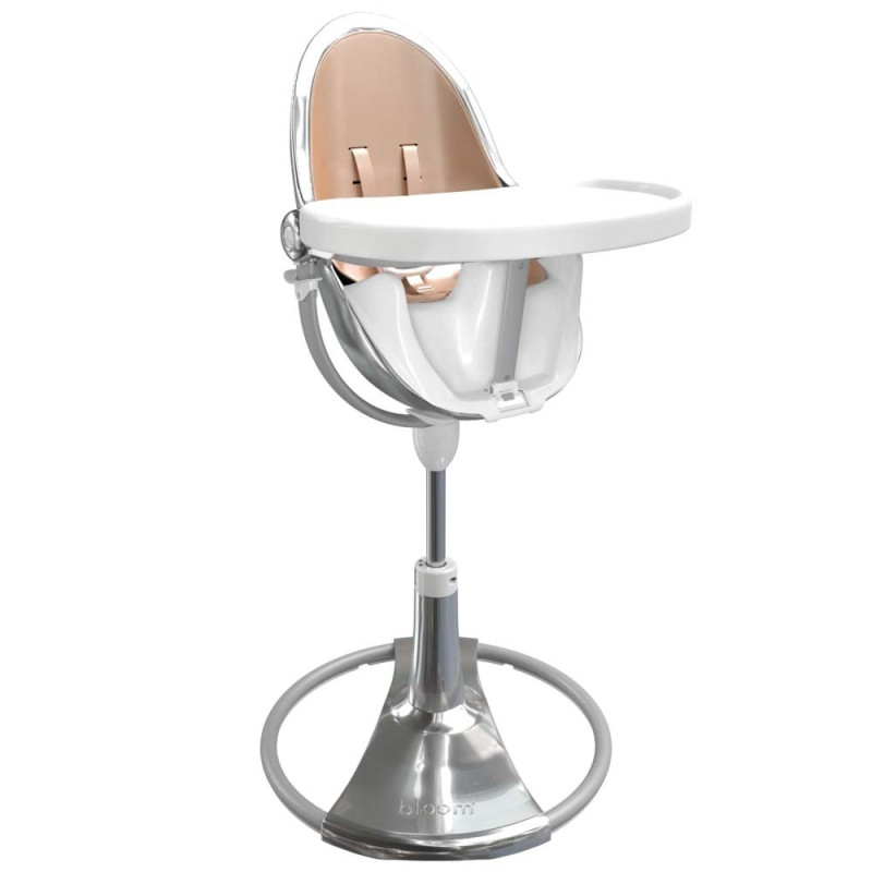 Стілець BLOOM для годування Fresco з вкладишем з екошкіри Silver / Rose Gold