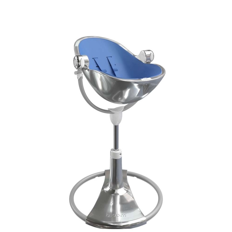 Стілець BLOOM для годування Fresco з вкладишем з екошкіри Silver / Rera Blue