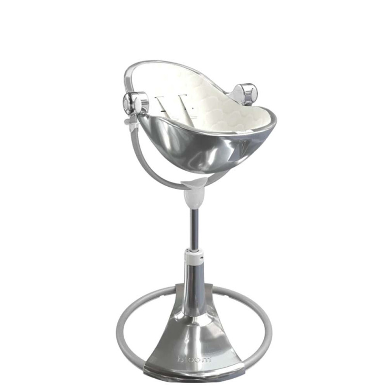 Стілець BLOOM для годування Fresco з бавовняним вкладишем Silver / Coconut White