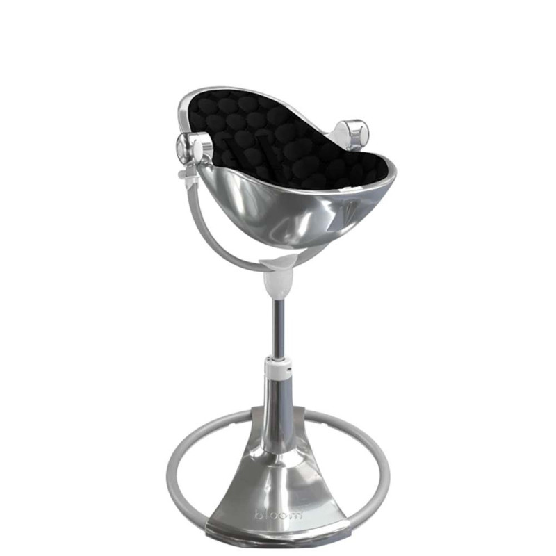 Стілець BLOOM для годування Fresco з бавовняним вкладишем Silver / Midnight Black