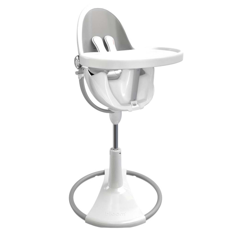 Стілець BLOOM для годування Fresco з вкладишем з екошкіри White / Lunar Silver