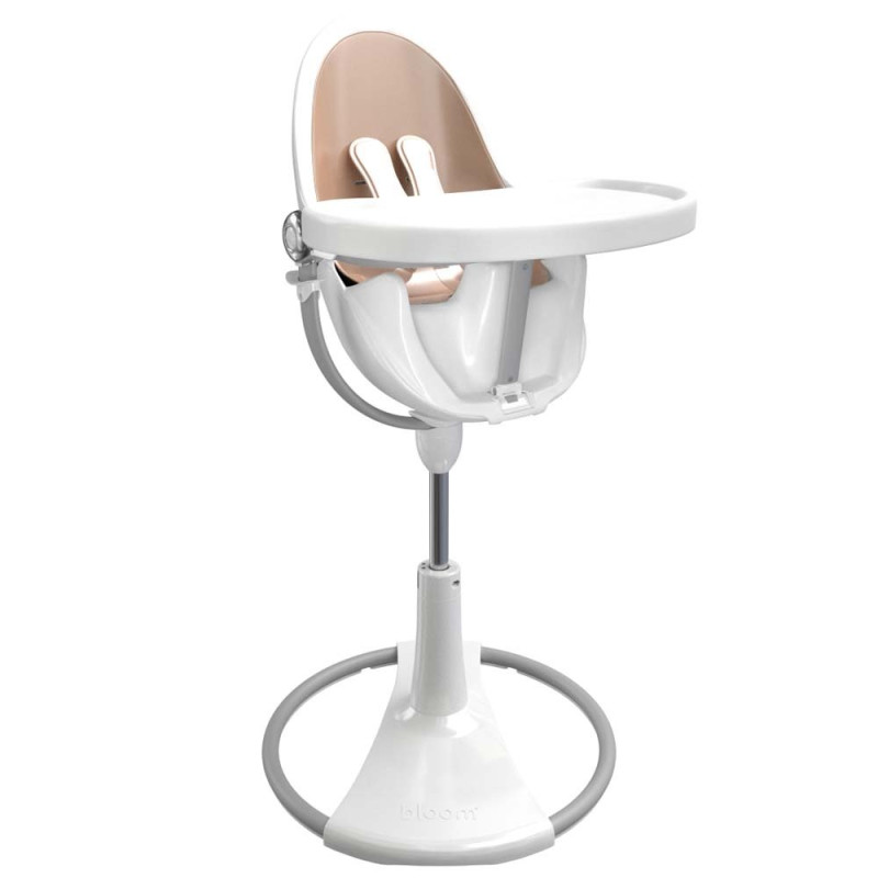 Стілець BLOOM для годування Fresco з вкладишем з екошкіри White / Rose Gold