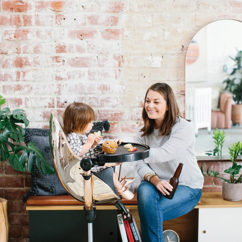 Стілець BLOOM для годування Fresco з бавовняним вкладишем Rose Gold / Blush Pink