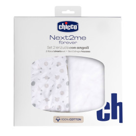 Простирадло на резинці Chicco Next2Me Forever Cotton, 58х110 см, 2 шт. Білий