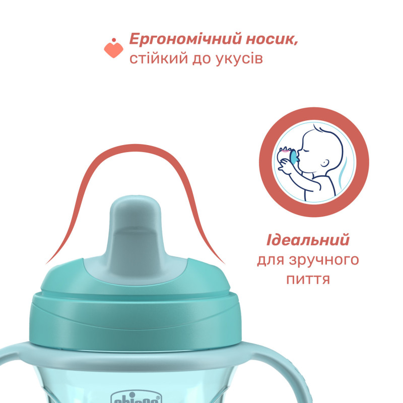 Поїльник непроливайка Chicco "Training Cup", 200мл, 6м+ Зелений