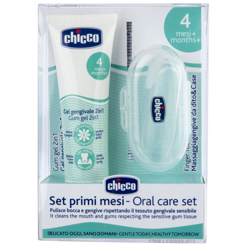 Набір Chicco "My First Toothbrush Set": зубна щітка-масажер і гель