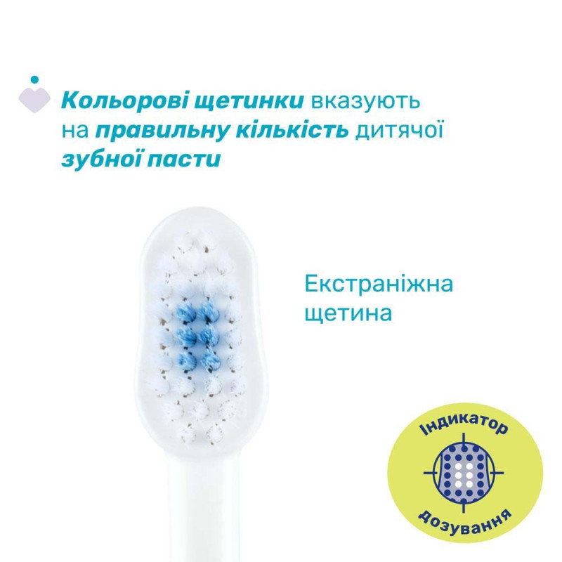 Зубна щітка Chicco на присосці, 3-6 років, 2 шт блакитна / зелена