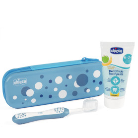 Дорожній набір Chicco: зубна щітка та зубна паста, 6-24 міс. Синій