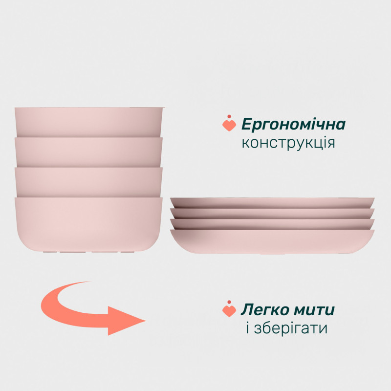 Набір тарілок Chicco Dish Set, 12м+, 2 шт. Рожевий