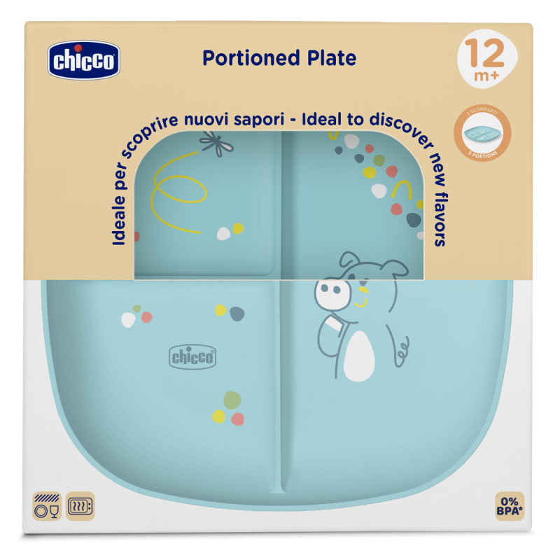 Тарілка секційна Chicco, 12м+ Блакитний