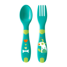Набір Chicco First Cutlery: ложка та виделка, 12м+ Зелений
