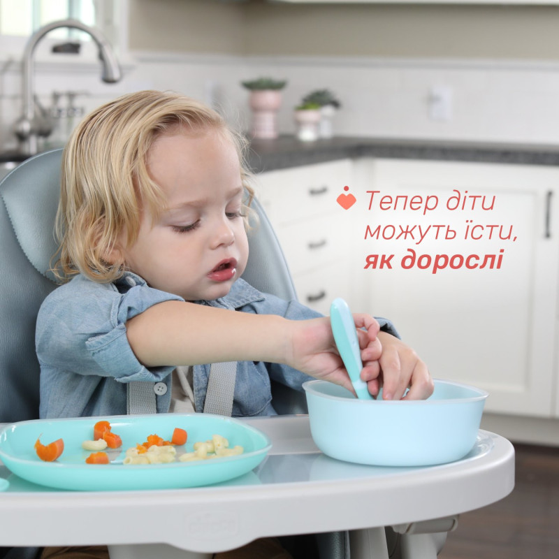 Набір Chicco: ложка та виделка, з нержавіючої сталі, 18м+ Рожевий