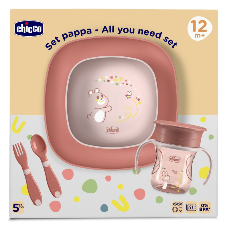Набір посуду Chicco Set Pappa, 12м+ Коричневий