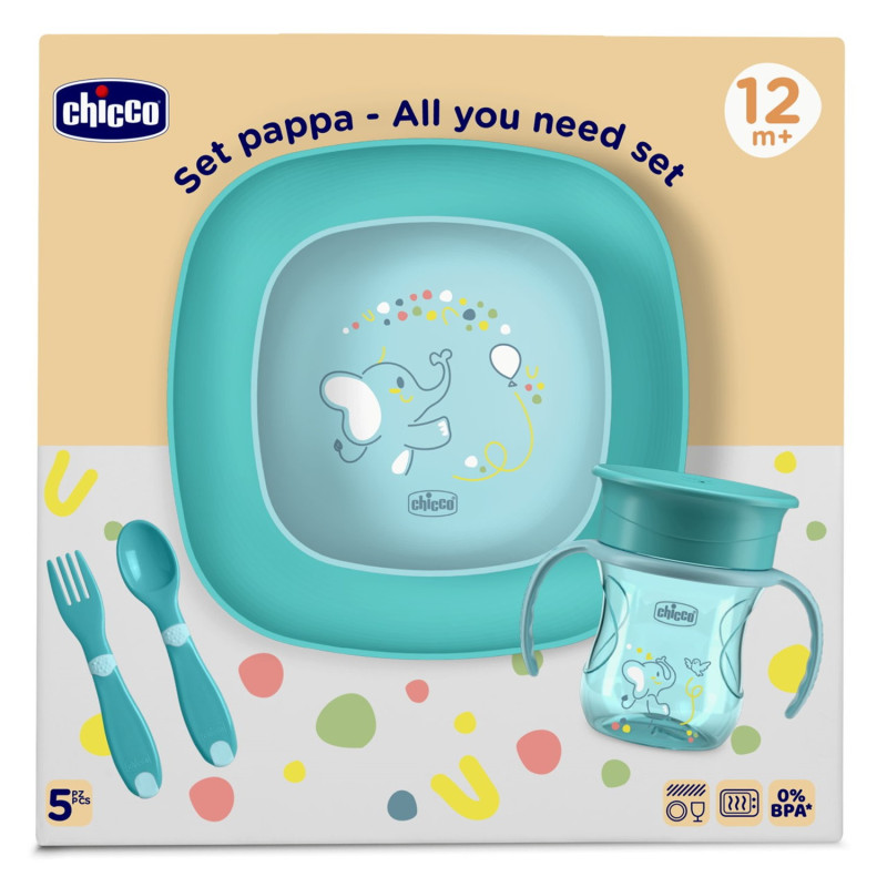Набір посуду Chicco Set Pappa, 12м+ Блакитний