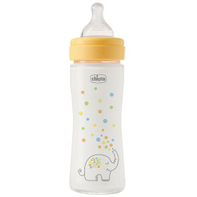 Пляшечка скло Chicco PERFECT Easy, 240 мл, соска силікон, 0 м+ Бежевий