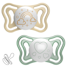 Пустушка Chicco Physio Light, силікон, 2-6 міс., 2 шт., люмінесцентна