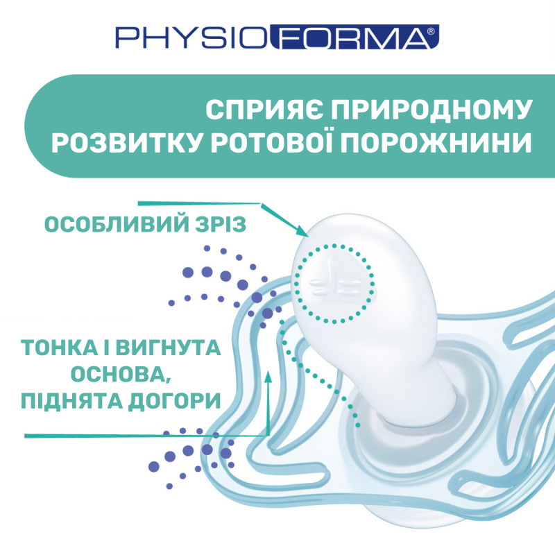 Пустушка Chicco PhysioForma Micro, силікон, 0-2 міс., 2 шт. Синій
