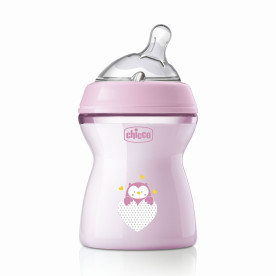 Пляшечка пластик Chicco Natural Feeling NEW, 250 мл, 2м+ Рожевий