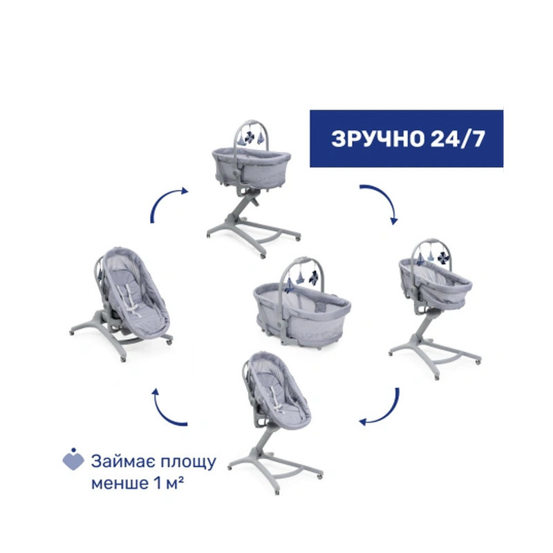 Ліжечко Chicco 5 в 1 Hug Pro Сірий