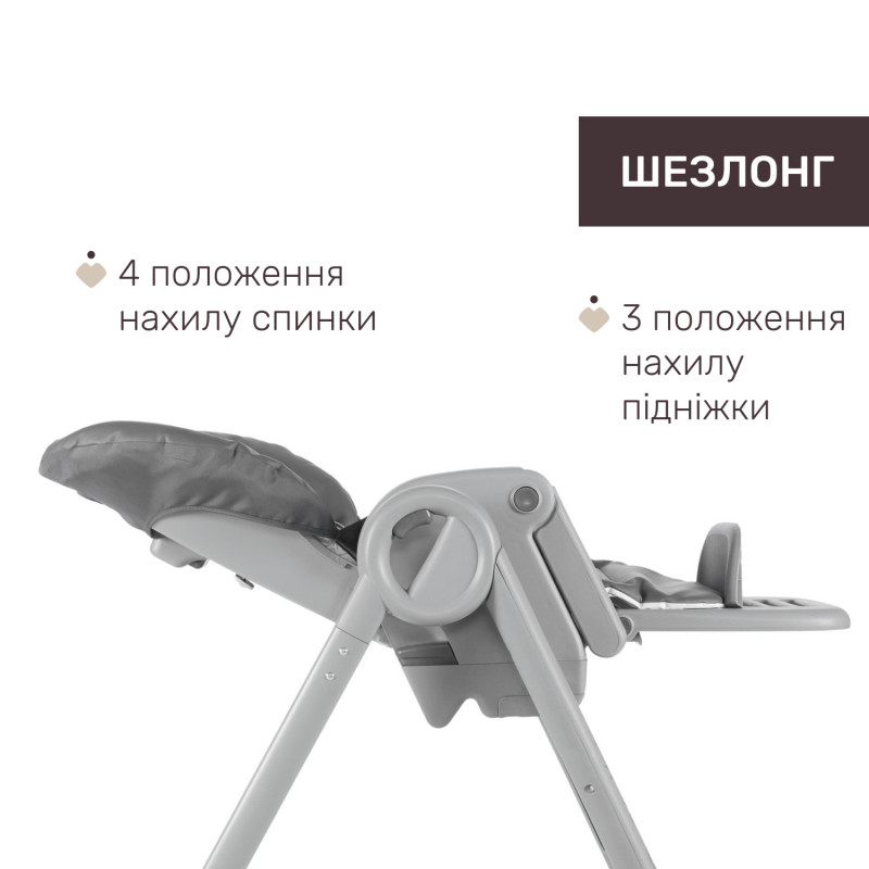 Стільчик для годування Chicco Polly Magic Сірий