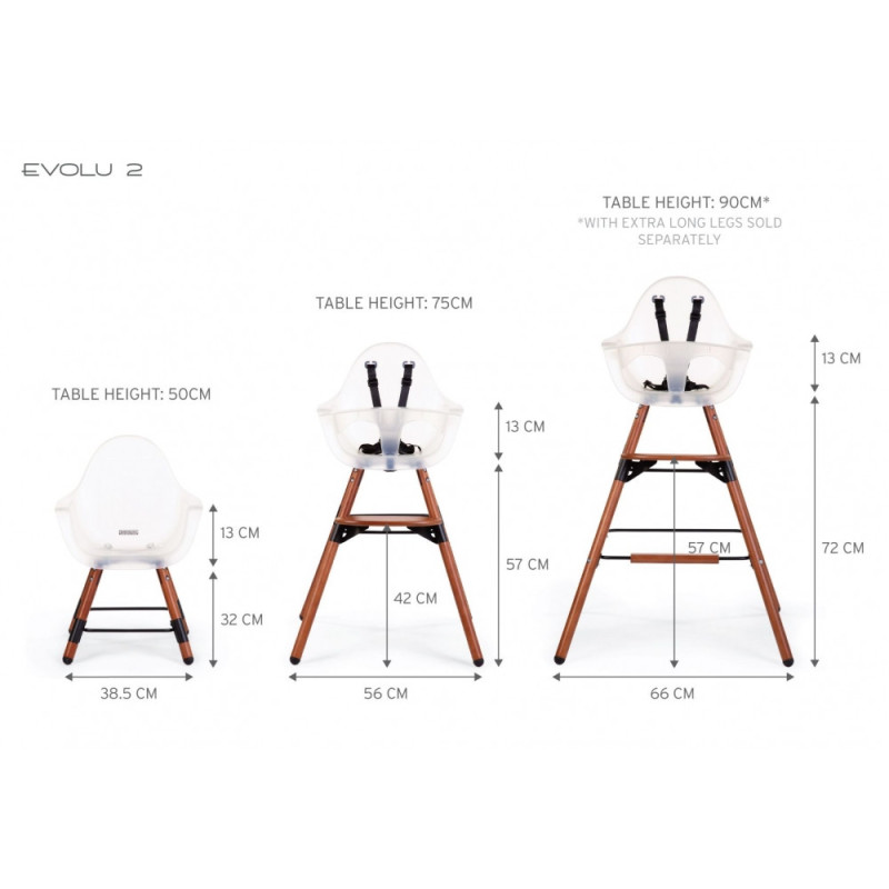 Стілець для годування Childhome Evolu 2 з бампером nut/frosted