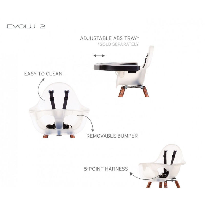 Стілець для годування Childhome Evolu 2 з бампером nut/frosted