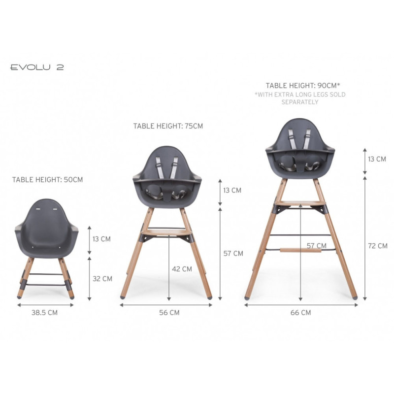 Стілець для годування Childhome Evolu 2 з бампером natural/anthracite