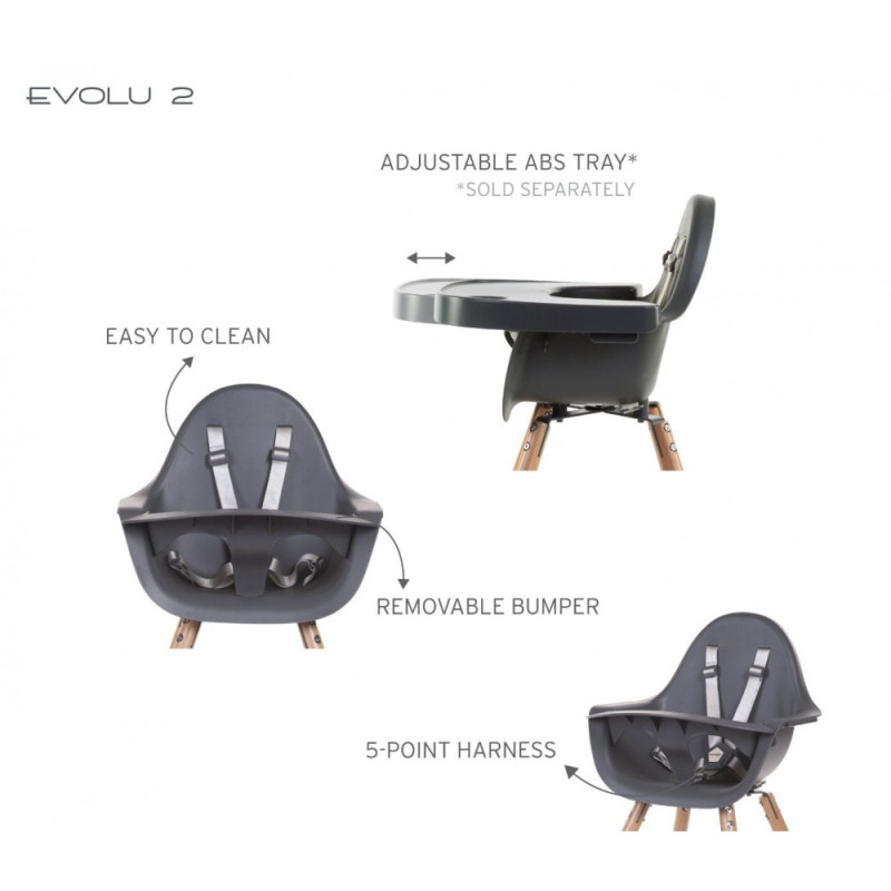 Стілець для годування Childhome Evolu 2 з бампером natural/anthracite