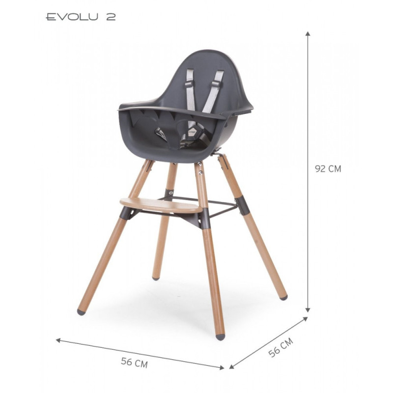 Стілець для годування Childhome Evolu 2 з бампером natural/anthracite