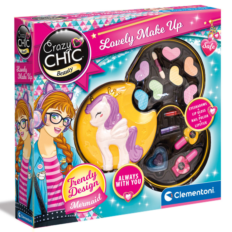 Дитячий набір косметики для макіяжу Clementoni Lovely Make Up. Unicorn, серія Crazy Chic