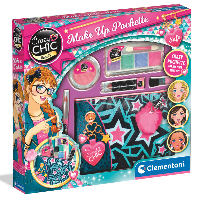 Дитячий набір косметики для макіяжу Clementoni Make Up Pochette, серія Crazy Chic