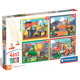 Пазл 4 в 1 Clementoni Busy at Work, 12,16,20 та 24 елементи