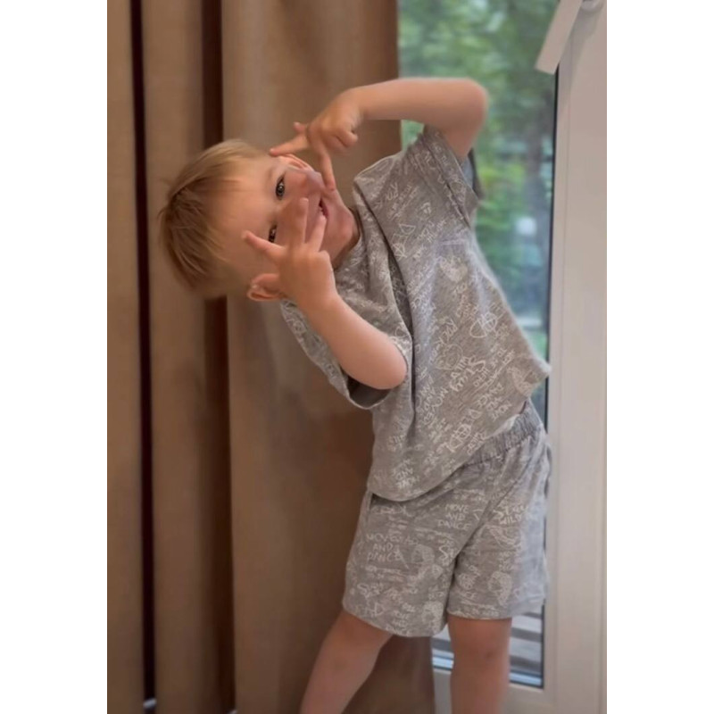 Літня дитяча футболка Сірий з написом кулір Decoza Moms Fb110-Kl003 110